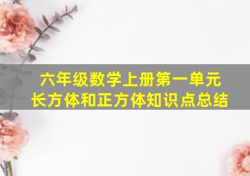 六年级数学上册第一单元长方体和正方体知识点总结