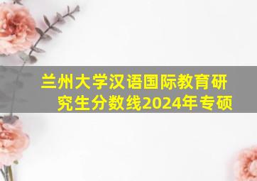 兰州大学汉语国际教育研究生分数线2024年专硕