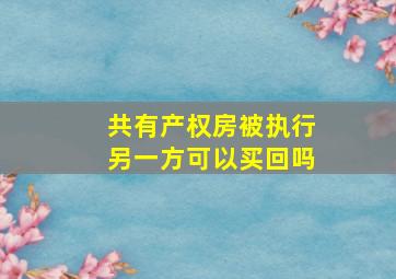 共有产权房被执行另一方可以买回吗