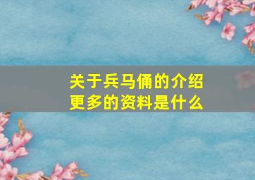 关于兵马俑的介绍更多的资料是什么