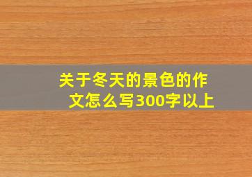 关于冬天的景色的作文怎么写300字以上