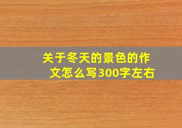 关于冬天的景色的作文怎么写300字左右