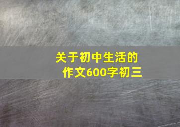 关于初中生活的作文600字初三