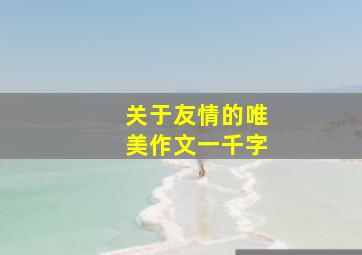 关于友情的唯美作文一千字