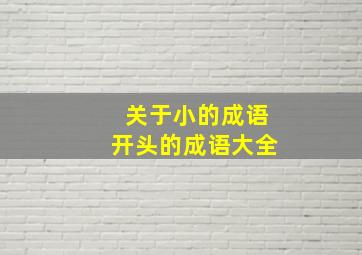 关于小的成语开头的成语大全