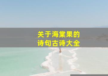 关于海棠果的诗句古诗大全