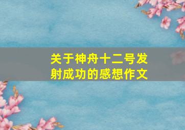 关于神舟十二号发射成功的感想作文