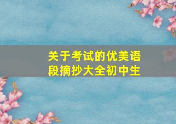 关于考试的优美语段摘抄大全初中生