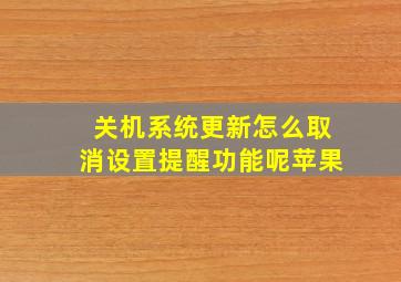 关机系统更新怎么取消设置提醒功能呢苹果