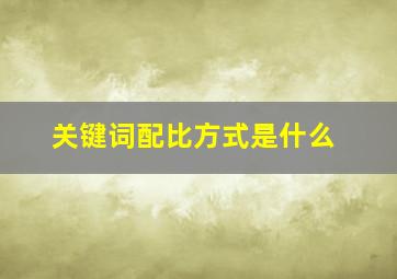 关键词配比方式是什么