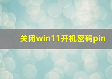 关闭win11开机密码pin