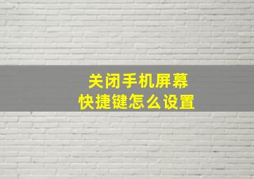 关闭手机屏幕快捷键怎么设置