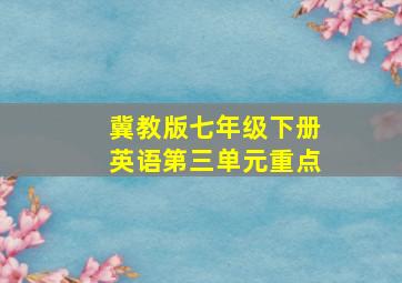 冀教版七年级下册英语第三单元重点