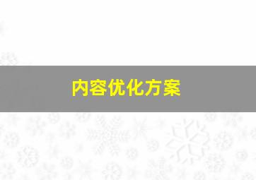 内容优化方案