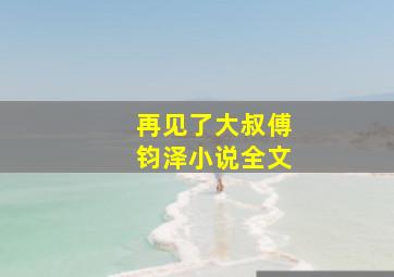 再见了大叔傅钧泽小说全文