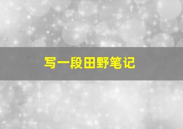 写一段田野笔记