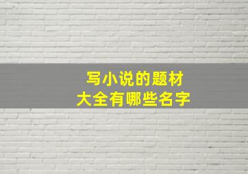 写小说的题材大全有哪些名字