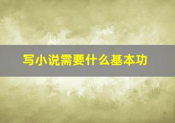 写小说需要什么基本功