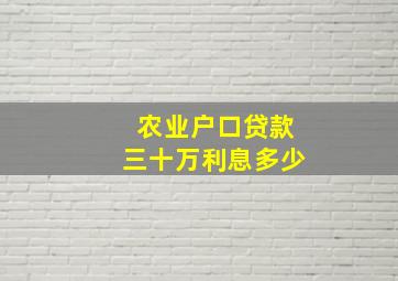 农业户口贷款三十万利息多少