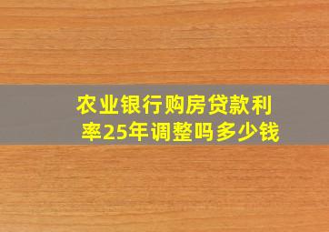 农业银行购房贷款利率25年调整吗多少钱