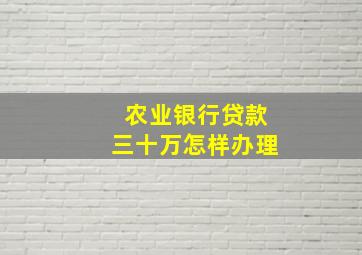 农业银行贷款三十万怎样办理