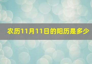 农历11月11日的阳历是多少