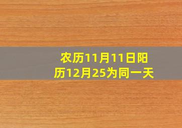 农历11月11日阳历12月25为同一天