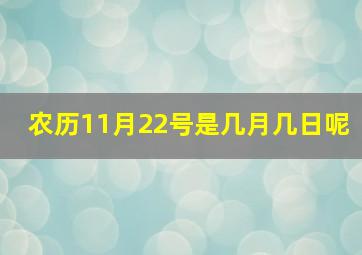 农历11月22号是几月几日呢