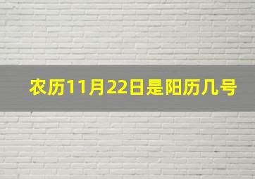 农历11月22日是阳历几号