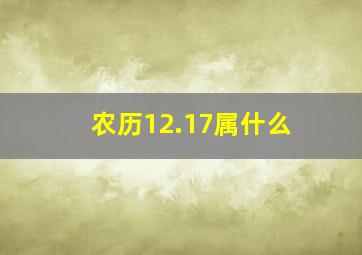 农历12.17属什么