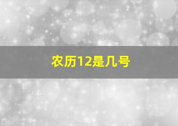 农历12是几号