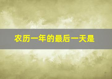 农历一年的最后一天是