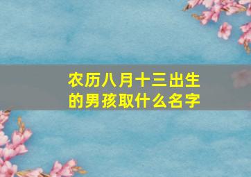 农历八月十三出生的男孩取什么名字