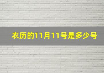 农历的11月11号是多少号