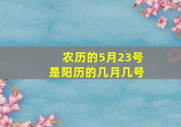 农历的5月23号是阳历的几月几号