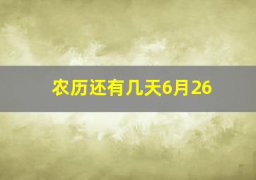 农历还有几天6月26