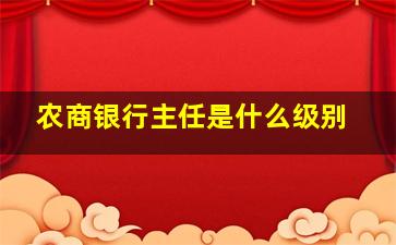 农商银行主任是什么级别