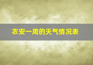 农安一周的天气情况表