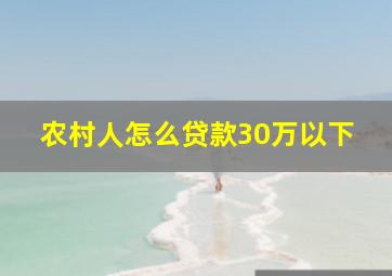 农村人怎么贷款30万以下