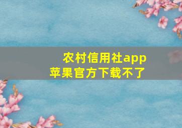 农村信用社app苹果官方下载不了