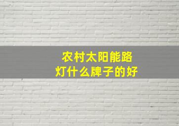 农村太阳能路灯什么牌子的好