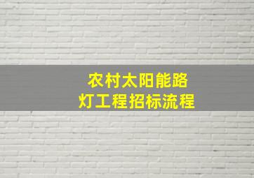 农村太阳能路灯工程招标流程