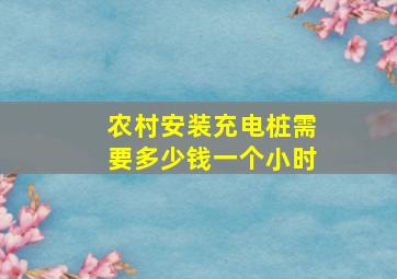 农村安装充电桩需要多少钱一个小时