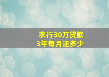 农行30万贷款3年每月还多少