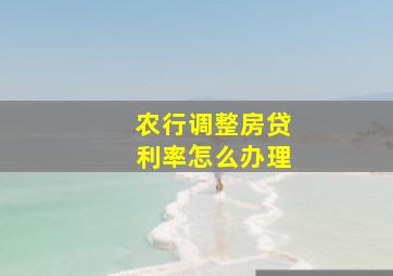 农行调整房贷利率怎么办理