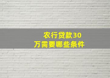 农行贷款30万需要哪些条件