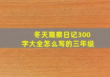 冬天观察日记300字大全怎么写的三年级