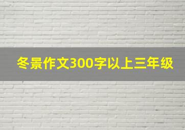 冬景作文300字以上三年级