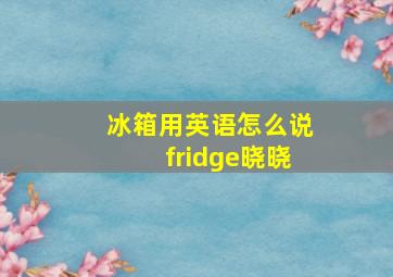 冰箱用英语怎么说fridge晓晓