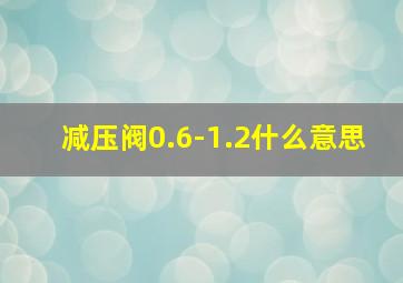 减压阀0.6-1.2什么意思